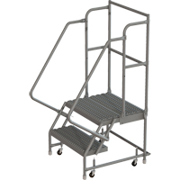 Deep Top Step Rolling Ladder, 2 Steps, 16" Step Width, 20" Platform Height, Steel Seaboard Timber Mart