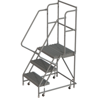 Deep Top Step Rolling Ladder, 3 Steps, 16" Step Width, 30" Platform Height, Steel Seaboard Timber Mart