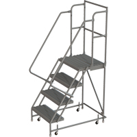 Deep Top Step Rolling Ladder, 4 Steps, 16" Step Width, 40" Platform Height, Steel Seaboard Timber Mart