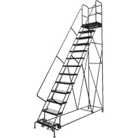 Deep Top Step Rolling Ladder, 13 Steps, 24" Step Width, 130" Platform Height, Steel Seaboard Timber Mart