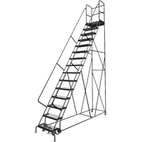 Deep Top Step Rolling Ladder, 15 Steps, 24" Step Width, 150" Platform Height, Steel Seaboard Timber Mart