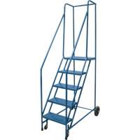 Rolling Step Ladder, 5 Steps, 18" Step Width, 46" Platform Height, Steel Seaboard Timber Mart