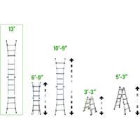 Telescoping Multi-Position Ladder, 2.916' - 9.75', Aluminum, 300 lbs., CSA Grade 1A Seaboard Timber Mart