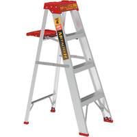 Step Ladder with Paint Tray, 4', Aluminum, 200 lbs. Capacity, Type 3 Seaboard Timber Mart