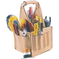 Porte-outils pour &eacute;lectricien et travaux d'entretien, Cuir, 17 pochettes, Beige Seaboard Timber Mart