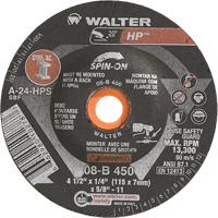 HP Spin-On Grinding Wheel, 4-1/2" x 1/4", 5/8"-11 Arbor, Type 27S Seaboard Timber Mart
