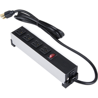 Indoor Brushed Aluminum Power Bar, 4 Outlet(s), 6' Seaboard Timber Mart