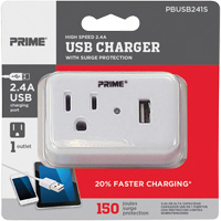 Prime&reg; USB Charger with Surge Protector Seaboard Timber Mart