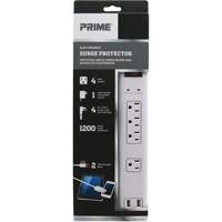 Limiteurs de surtension avec chargeur USB, 4 Prises, 1200 J, 1875 W, Cordon 4' Seaboard Timber Mart