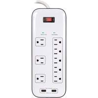 Limiteurs de surtension avec chargeur USB, 8 Prises, 2400 J, 1875 W, Cordon 6' Seaboard Timber Mart