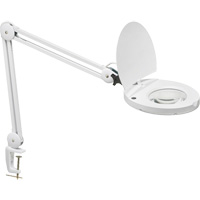 LED Magnifier with A-Bracket, 3 Diopter, LED Light, 47" Arm, C-Clamp, White Seaboard Timber Mart
