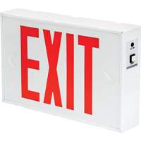 Exit Sign, LED, Battery Operated/Hardwired, 12-1/5" L x 7-1/2" W, English Seaboard Timber Mart