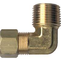 90° Pipe Elbow Fitting, Tube x Male Pipe, Brass, 1/4" x 1/2" Seaboard Timber Mart